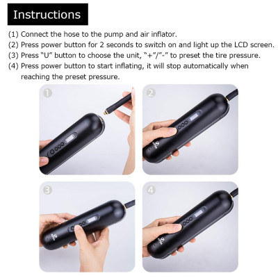 Máy bơm nén khí mini di động 120psi cầm tay cho lốp xe đạp, banh đồ chơi