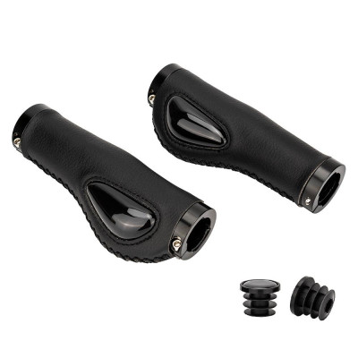 ZTTO Leather Bike Handlebar Grips Silcone Dual Lock-on Bicycle Grips AntiSlip Handle Bar End Grips for MTB Mountain Bike