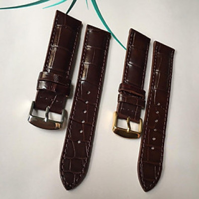 Dây Đồng Hồ Da Cá Sấu Thật Màu Nâu Đen 