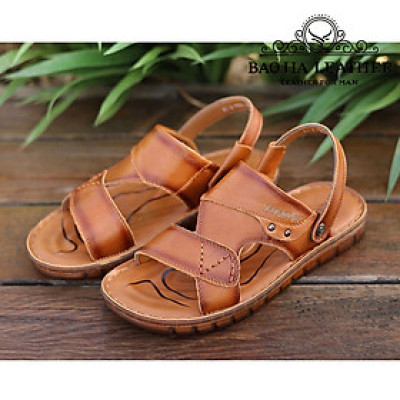 Dép nam quai hậu da bò thật BHD9808 Dép sandals nam quai ngang