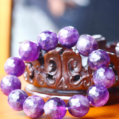 Vòng thạch anh tím hạt đa giác size 16mm mệnh hỏa. thổ - Ngọc Quý Gemstones