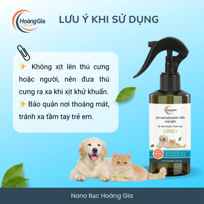 Xịt Khử Mùi, Khử Khuẩn Nước Tiểu Chó Mèo - Nano Bạc Khử Sạch Mùi Hôi An Toàn Cho Thú Cưng & Gia Đình