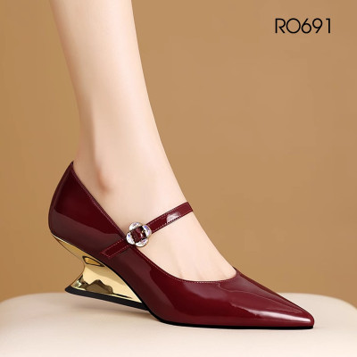 Giày nữ đế xuồng, mũi nhọn, quai ngang ROSATA RO691 - 4p - Đỏ - BKSTORE