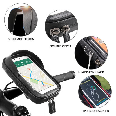 Túi tay lái Túi đựng phía trước xe đạp với màn hình cảm ứng Vỏ điện thoại