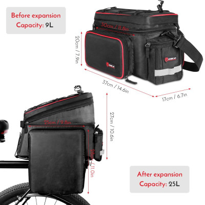 Wheel Up A3 Bike Trunk Bag Túi đựng xe đạp 25L Túi đựng xe đạp chống nước có nắp che mưa