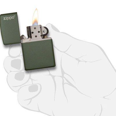 Bật Lửa Classic Green Matte Zippo Logo 221ZL