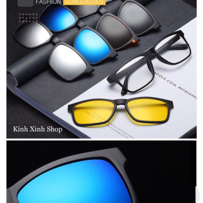 Kính râm cận, Kính cận râm Mắt Vuông Form to Gọng nhựa nhiều tròng đa năng