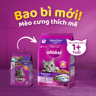 Thức Ăn Cho Mèo Whiskas Adult 1+ YearsVị Cá Thu 1.2kg/Túi