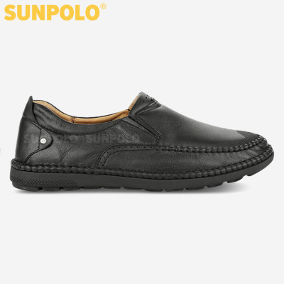 Giày mọi nam da bò đế cao su mũi tròn SUNPOLO MOI011