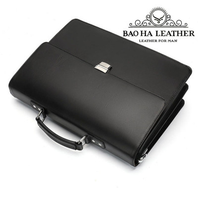 Cặp công sở nam cao cấp BHM8582 Da bò nguyên tấm chống nước, vừa laptop 14inch