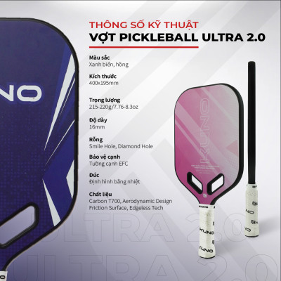 Vợt Pickleball KUNO Utra 2.0 Chính Hãng, phù hợp mọi người chơi, dòng vợt đúc ép nóng cao cấp bền bỉ
