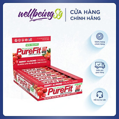 Thanh Bánh Protein Purefit Berry Almond Crunch Protein Bổ Sung Năng Lượng, Hỗ Trợ Tăng Cơ, Phục Hồi Sau Tập Luyện  - Vị Quả Mọng Hạnh Nhân - Hộp 15 Thanh