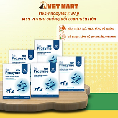Thuốc Hỗ Trợ Tiêu Hóa Five-Prozyme 5way for pet Dành Cho Thú Cưng 1 Hộp 50 Gói x 5g - Fivevet