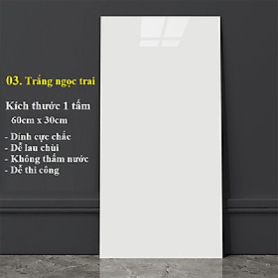 Bộ 5 Tấm Xốp Dán Tường 3D PVC Đá Trắng Ngọc Trai 60x30cm Keo Sẵn Dày 2,5mm Cao Cấp, Sang Trọng 