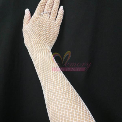 Găng tay lưới dài màu trắng cho Cô dâu và Dạ hội, đi tiệc, sự kiện, lễ hội, chụp ảnh MS: 44625