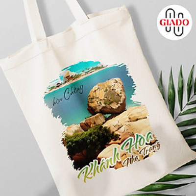 Túi canvas GIADO, túi vải bố, túi tote mẫu Nha Trang hòn chồng