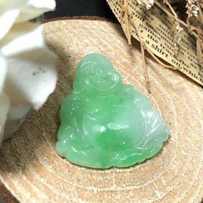 Mặt Phật Di Lặc Cẩm Thạch xanh lí cao cấp