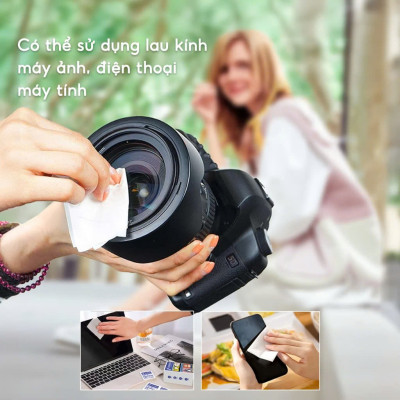 Khăn Lau Kính Nano Hộp 100 Miếng Giấy Lau Kính Chống Bám Hơi Nước, Lau Sạch Vân Tay Bụi Bẩn - Chính hãng