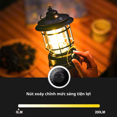 Đèn Cắm Trại Dã Ngoại Du Lịch Sạc USB 1200mAh, Ánh Sáng Vàng Trang Trí - HÀNG CHÍNH HÃNG MINIIN