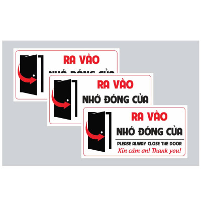 Tem Nhắc Nhở Ra Vào Nhờ Đóng Cửa, Tem Decal Nhựa Dán Chú Ý Ra Vào, Nhỏ Gọn, Nhờ Đóng Cửa Để An Toàn. Takyhome 5005