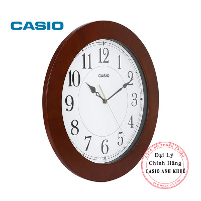 Đồng Hồ Treo Tường Casio IQ-133-5DF Vỏ Gỗ, Kim Trôi Im Lặng
