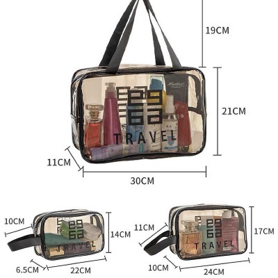 Set 3 Túi Đựng Mỹ Phẩm Trong Suốt Chống Thấm Nước Đa Dạng Kích Thước Đi Biển Đi Bơi Tiện Lợi Du Lịch