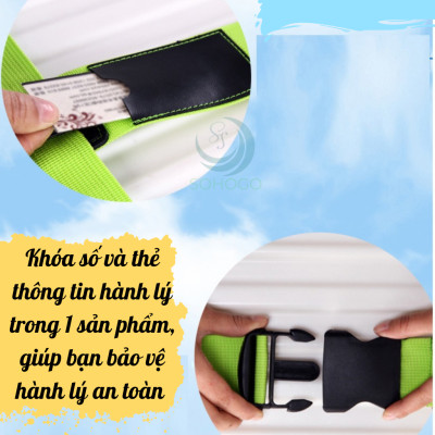 [KHÓA GÀI]-Dây đai cố định và bảo vệ vali an toàn mẫu đôi 2m, màu ngẫu nhiên+ Tặng kèm thẻ đeo hành lý ngẫu nhiên