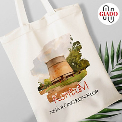 Túi canvas GIADO, túi vải bố, túi tote mẫu Kontum nhà rông Kon Klor