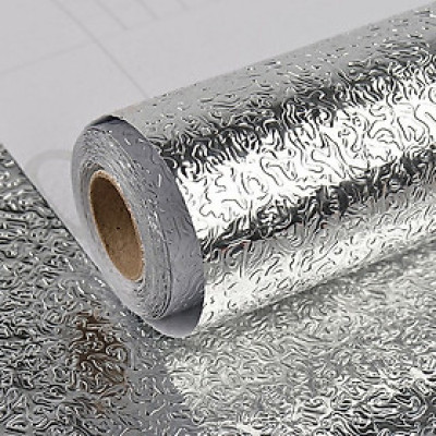 Cuộn 3 Mét Decal Giấy Dán Bếp Tráng Nhôm Cách Nhiệt ( Tặng 1 khăn lau bếp )