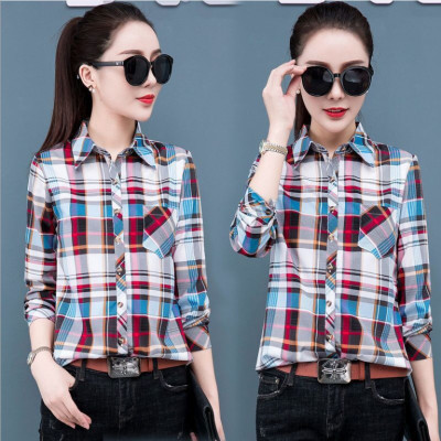 Áo sơ mi nữ Haint Boutique thiết kế công sở kẻ caro màu SM23