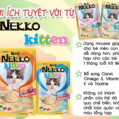 Thức ăn cho mèo / Pate NEKKO Kitten dành cho Mèo con từ 1-12 tháng tuổi - gói 70g