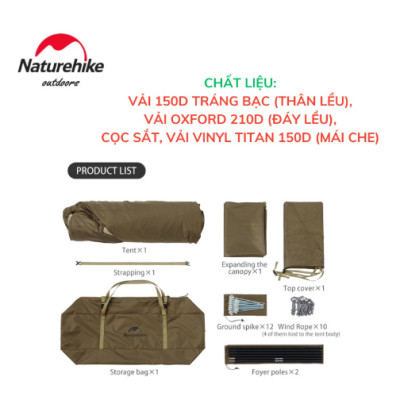 Lều cắm trại Village 5.0 lắp dựng nhanh thế hệ 2 NatureHike CNK2300ZP022