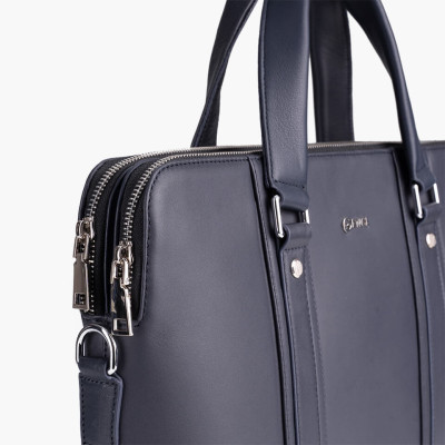 Cặp Da Cao Cấp Túi Xách Nam GENCE GCE22 Da Bò Mềm Màu Xanh Navy Có Dây Đeo Vai