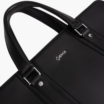 Túi Xách, Cặp Công Sở Thời Trang Nam Da Bò Swift Cao Cấp 2 Khoá GCE21 Đen