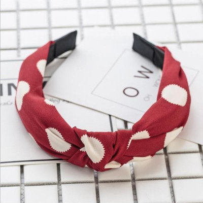 Bờm cài tóc turban nữ BN24A bản to đỏ chấm bi trắng