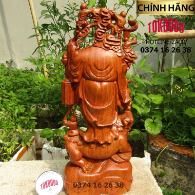 Tượng Phật Di Lặc Ngũ Phúc Cưỡi Nghê Gỗ Hương Nguyên Khối Thương Hiệu TOKDODO Đủ Kích Thước.