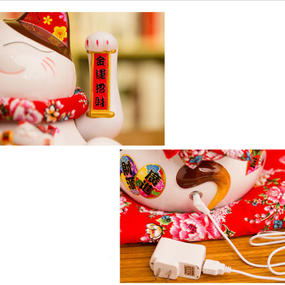 Mèo Thần Tài  Maneki Neko  vẫy tay chiêu tài lộc 16cm bằng gốm sứ - mẫu giao ngẫu nhiên