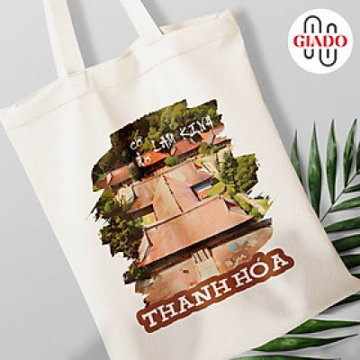 Túi canvas GIADO, túi vải bố, túi tote mẫu Thanh Hoá cố đô Lam Kinh toàn cảnh