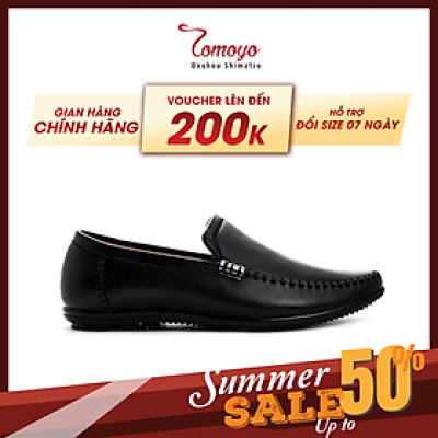 Giày lười nam Tomoyo đen bóng TMN03101