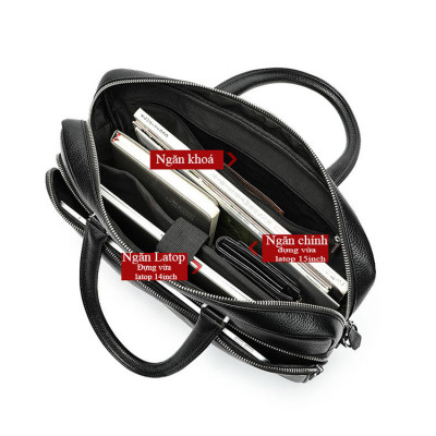 Cặp công sở nam da bò thật BAOHA LEATHER BHM9660 vừa laptop 15inch, phom cứng