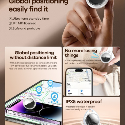 Định Vị Remax DropTag RT-G2302, Định Vị Không Giới Hạn Khoảng Cách + Tặng pin + dây đeo - Hàng chính hãng