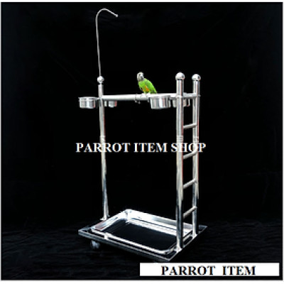 1 cầu đứng inox cao cấp (dài 56 rộng 40 cao 110) có thang dành cho các dòng vẹt xám, cockatoo, macaw