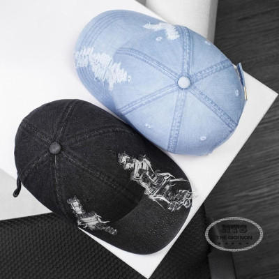 mũ lưỡi trai thời trang, nón jeans rách thời trang cá tính - màu xanh