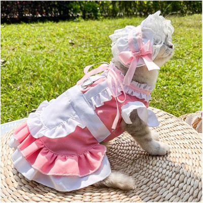 Váy hầu gái cho Chó Mèo , Váy tạp dề cho thú cưng , Quần Áo Thú Cưng