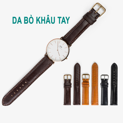 Dây đồng hồ da bò Bụi Leather D101- Da thật khâu tay thủ công cao cấp - Bảo hành 12 tháng