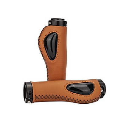 ZTTO Leather Bike Handlebar Grips Silcone Dual Lock-on Bicycle Grips AntiSlip Handle Bar End Grips for MTB Mountain Bike