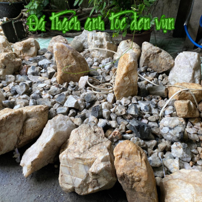 Đá thạch anh tóc đen thô vụn 4x6cm NHASAN rải sàn trấn trạch, chôn nền tăng sinh khí, bồi hoàn long mạch