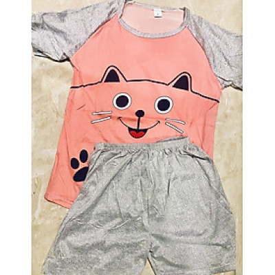 [CHẤT LƯỢNG_THUN COTTON] Đồ bộ thun mặc nhà co dãn thoáng mát cute C004