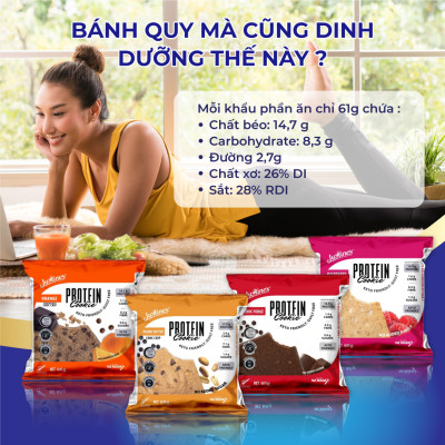 Bánh Quy Vị Mâm Xôi Justines Protein Cookie, Phù Hợp Chế Độ Ăn Kiêng Keto, Không Đường, Không Chứa Gluten Và Lúa Mì, Bổ Sung Đạm, Xơ Và Canxi, Hộp 12 Cái