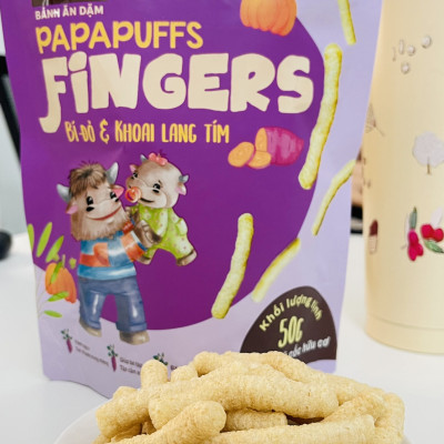 BÁNH ĂN DẶM PAPAFOOD PAPAPUFFS - FINGERS VỊ BÍ ĐỎ VÀ KHOAI LANG TÍM - 100% NGŨ CỐC HỮU CƠ 